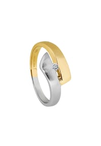 MONCARA - Damen Ring, 375er Gold, 1 Diamant ca. 0,05 Karat - Gelbgold