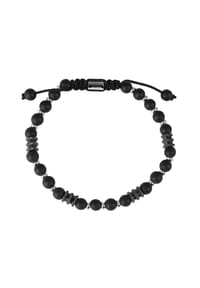 Adelia's Bold Style - Armband – Kugelarmband aus Edelstahl mit Onyx 19 cm - silber
