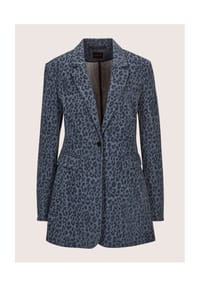 MADELEINE - Langarm Denimblazer mit Leo-Flockprint - blue / nebelblau