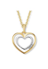 ONE ELEMENT Heartful Moments - Damen Schmuckset - Set mit Halskette 0.03 ct  Diamant-Brillant Herz Anhänger aus 585 Gelbgold - gold