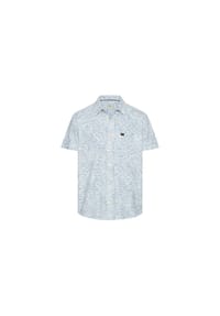 camel active - Kurzarmhemd mit Allover-Print - Indigoblau