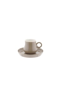 mulex® - 12-teiliges Mokkatassen Set aus hochwertigem Porzellan, 100 ml - Taupe - Taupe 11 x 8 cm