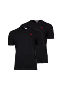 U.S. POLO ASSN. - Herren T-Shirt 2er Pack - Rundhals, Logo-Stickerei, Baumwolle - Schwarz