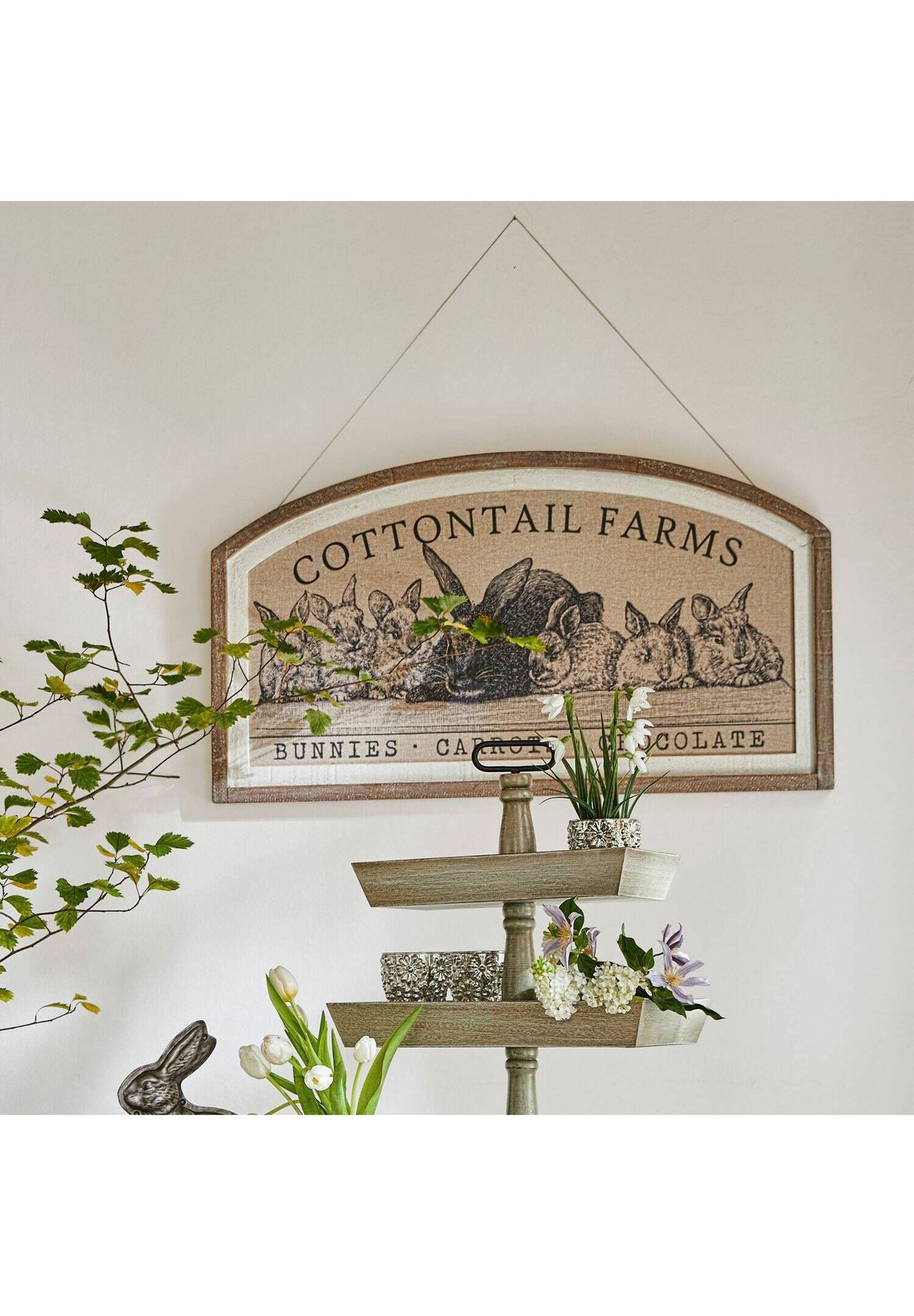 LOBERON LED-Bild Mit Tannenbaum-Motiv – Antik-Finish Weihnachtsdekoration Mit 44 LEDs Aus Baumwolle & Jute