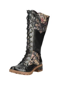 LAURA VITA® - Leder/Textil Stiefel - Schwarz Kombi