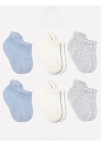bistyle® - Baby-Sneaker-Socken Basic 6er-Pack, GOTS-zertifiziert, hoher Baumwollanteil - Blau/Ecru/Grau