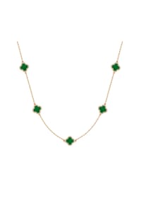 Luluandjane - Kette mit Anhänger gelbgold Zirkonia weiß Acryl grün - gelbgold