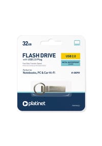 COFI - Platinet Depo USB 2.0 Stick 32 GB Metall wasserdicht mit Schlüsselring - Transparent
