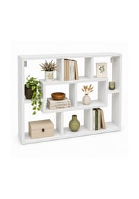 VCM. - Wandregal mit 10 Fächern, Hängeregal 85 x 48 x 16 cm, Bücherregal und Dekoregal für Wohnzimmer, Büro und Flur - Opila - Anthrazit / Honig-Eiche