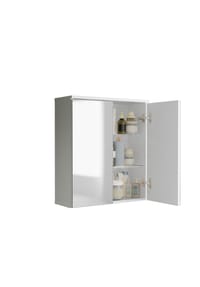 VCM. - Badschrank - zeitloser Spiegelschrank mit ausreichend Stauraum, Maße ca. H. 61 x B. 54 x T. 20 cm, praktische Aufbewahrungslösung für das Badezimmer, Nilari - Weiß
