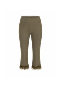 CAROLIN RICK - Strechthose Velours mit Federsaum - Creme
