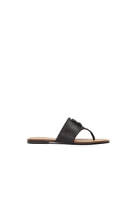 Kazar - Schwarze Leder-Flip-Flops mit breitem Riemen - Schwarz
