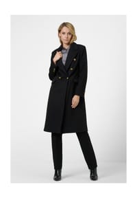 RICANO - Damen Mantel Giulia, mit versetzten goldenen Knöpfen und Pattentaschen - Schwarz