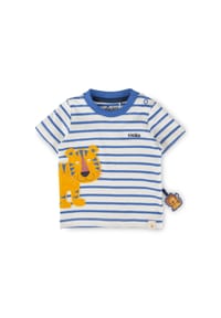 sigikid® - T-Shirt Tiger & Löwe ,  für Babys - Weiß-Blau gestreift