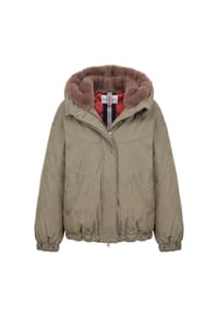 BLONDE NO.8 - Jacke ELIN M mit Kunstfell gefütterte Kapuze - SALBEI BROWN