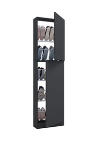 VCM. - Holz Schuhschrank | Maße: H. 180 x B. 50 x T. 17 cm | 2 Drehtüren - Fulisa XL - Anthrazit