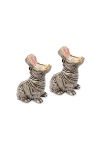 DONKEY - Kerzenhalter 2er Set Hungry Hippos, Grau, 11.5 cm - Grau