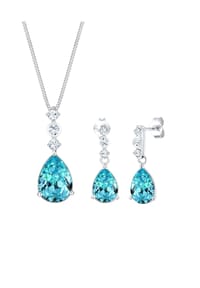 elli. PREMIUM - Schmuckset Tropfen Edel Kristalle 925 Sterling Silber - Blau