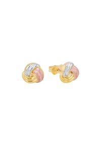 amor - Damen Ohrstecker, 375er Gelbgold - TRICOLOR