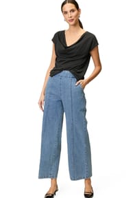 zero - T-Shirt, Wasserfall-Ausschnitt, für Damen - 9105 BLACK BEAUTY
