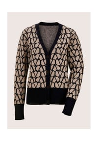 MADELEINE - Langarm Jacquard-Cardigan mit Kaschmir - caramel / schwarz