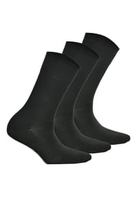 Hudson - 3 Paar Damen Socken, Relax Cotton Strumpf, Komfortbund, Einfarbig - Schwarz