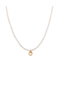 elli. PREMIUM - Halskette Süßwasserperlen Coin Plättchen 925 Silber - Gold
