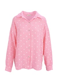 Seasons of April - Bluse LIYA MUSSELIN HERZ OVERSIZED Damen Herz Musselinbluse | 100% Baumwolle | S/M & L/XL - Beige Schwarz