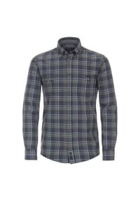 CASAMODA - Herren Freizeithemd kariert Casual Fit - graues Dunkelblau
