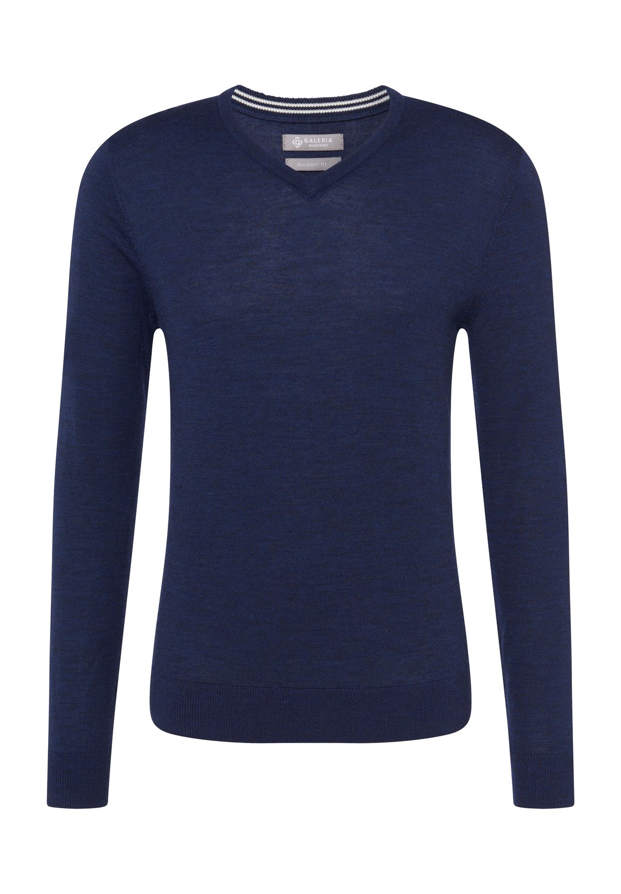 GALERIA essentials Wollpullover, V-Ausschnitt, Rippblende, für 