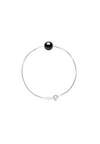 Pearls & Colors - Armband, Weißgold mit Süßwasser-Zuchtperle, 9-10 mm - Weißgold/Schwarz