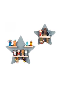 VCM. - My Home - Kinderregal Stern | hängend für Tonie Figuren | platzsparendes Regal | Maße: H. 33 x B. 33 x T. 5 cm | Wandregal für Figuren Aufbewahrung mit Magneteinsätzen | Aufbewahrungsregal Holz - Grau