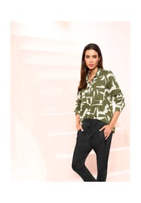 heine - Druckbluse - oliv-champagner-gemustert