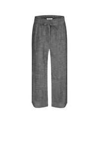 BICALLA - Trousers Linen - 06/black-mel. - schwarz/mel.