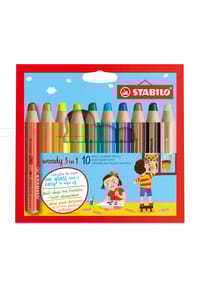 STABILO - Farbstift Woody 3 in 1, 10er - MEHRFARBIG, mehrfarbig