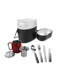 normani® - Kochgeschirr „Pennsylvania“, Tasse „Wisconsin“, Besteck „Kalifornien“ und Tessieb „Delaware“ - Blau