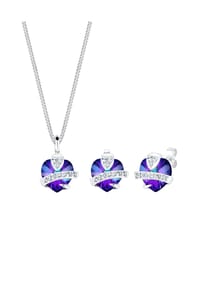 elli. - Schmuckset Herz Glamourös Kristalle 925 Silber - Hellblau