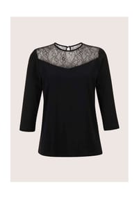 MADELEINE - Rundhals-Shirt mit Spitze - perlweiß