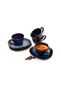 SÄNGER Steingut Geschirrserie Tokio - Tokio - Blau - Cappuccinotassen Set 4-teilig