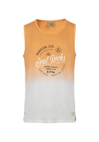 ROADSIGN® australia - Herren Tanktop Seal Rocks mit Dip Dye Farbverlauf und Print, ärmellos, lässiger Sommer Style für Strand, Festival und Freizeit - blau/weiss