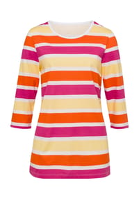 SIEH AN! - Freizeitshirt - ecru-fuchsia-geringelt
