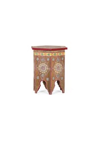 GINER & COLOMER - Hocker aus Mangoholz, 32 cm, im ethnischen Handwerksstil - 42x32x32 - mehrfarbig