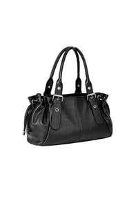collezione alessandro® - Schultertasche Bergamo aus echtem Leder, Made in Italy - schwarz