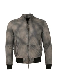 FREAKY NATION® - Herren Lederjacke Blouson Lammnubuk grau antik - fossil