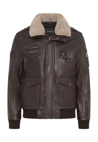 GLOBETROTTER - Lederjacke Aviator Style, Stehkragen, für Herren - 9200 DARK BROWN