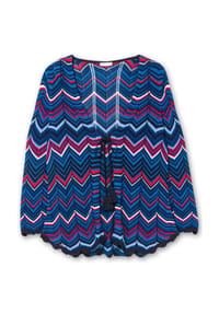 sheego - Ajourstrickjacke - marine-gemustert