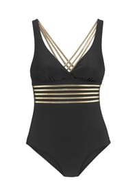 LASCANA - Elodie Badeanzug, Softcups, zweifarbig, für Damen - 22719 BLACK-GOLD