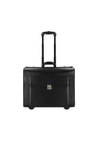 DERMATA - 2 Rollen Pilotentrolley Leder 39 cm - schwarz