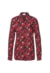 GOLDNER - Kurzgröße:  Elegante Bluse, trageangenehm - rot / schwarz / gemustert