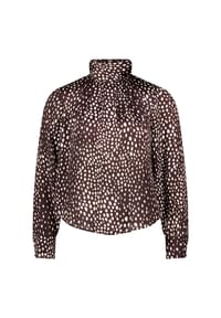 zero - Satin-Bluse mit Animalprint - Brown/Cream